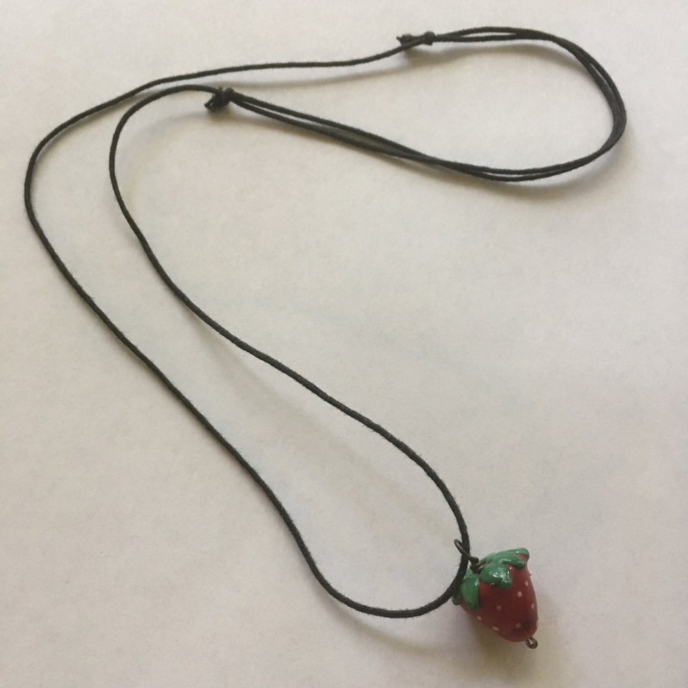 Glass blown Strawberry Necklace